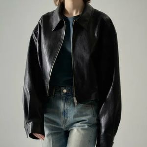 Facade Pattern cropped vegan leather jacket *NEW*